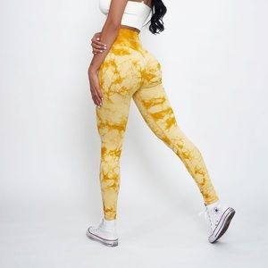 Yellow Tie Dye High Waisted Leggings